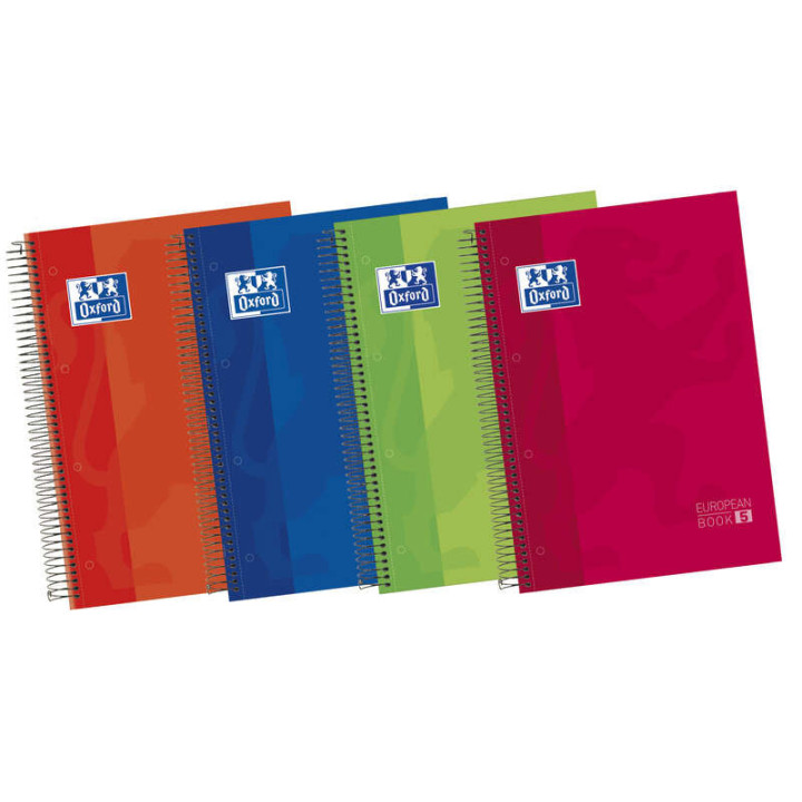 Oxford Europeanbook 5 Cuaderno Espiral Formato A4+ Horizontal 1 Linea - 120 Hojas - Tapa Extradura acabado Brillante - 5 Bandas