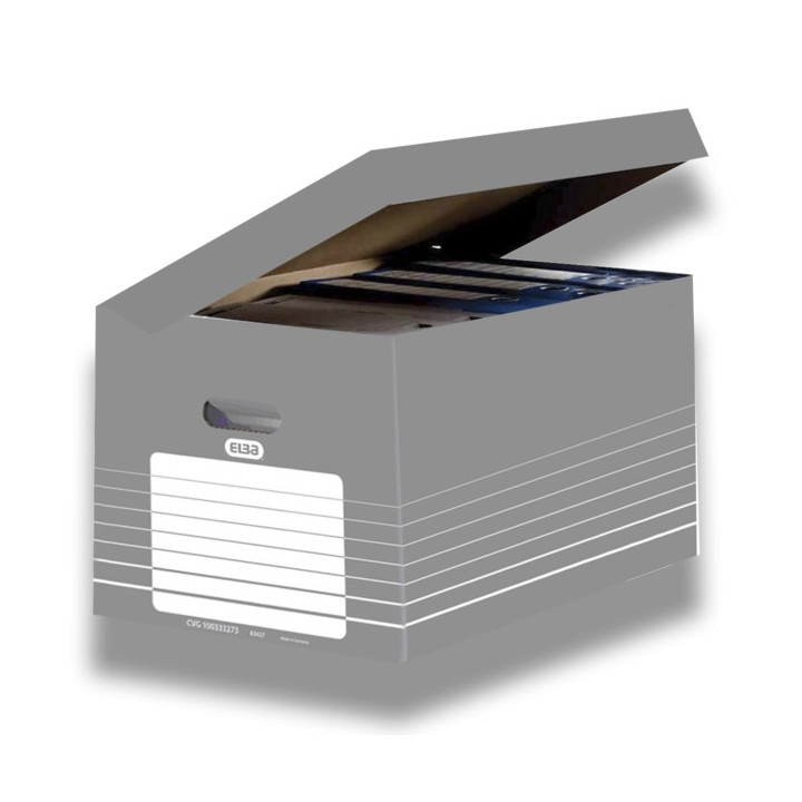 Elba Contenedor de Archivo - Montaje Automatico - Tapa Integrada - Color Gris