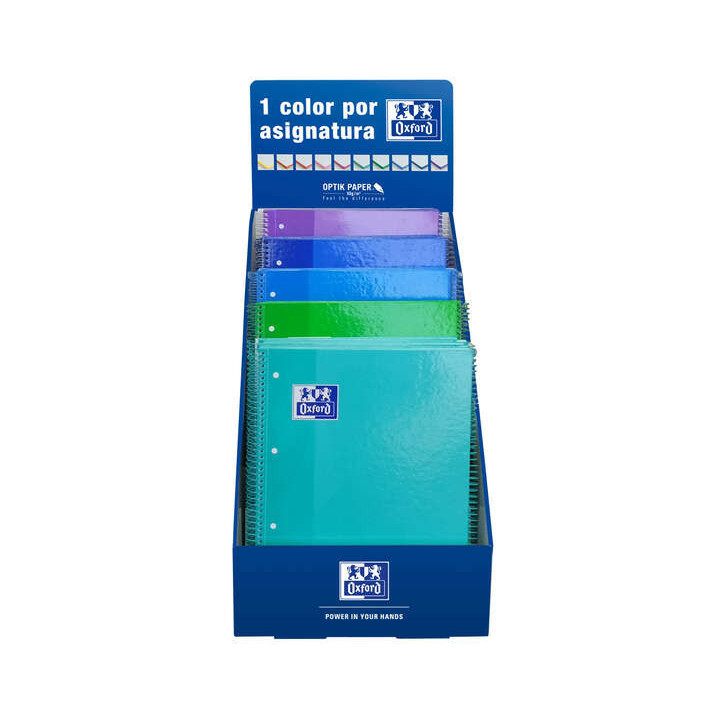 Oxford Europeanbook 1 Classic Expositor con 25 Cuadernos Espiral A4+ 80 Hojas Cuadicula 5x5 Microperforado - Tapa Extradura - C