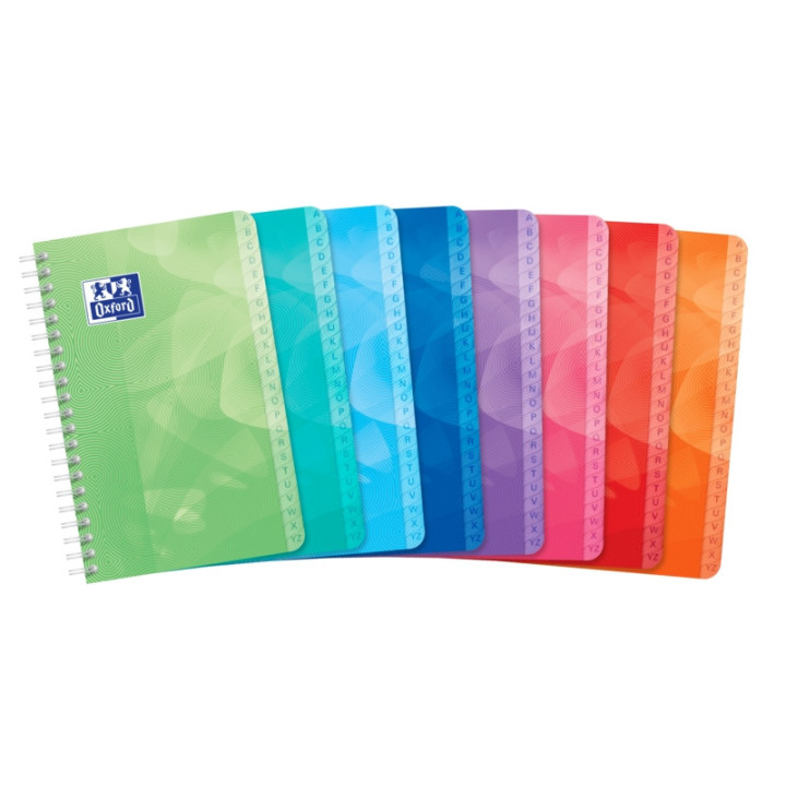 Oxford Lagoon Indice Alfabetico Espiral 50 Hojas Cuadricula 5x5 - Tamaño 11x17cm - Tapa de Plastico Resistente - Organiza tus