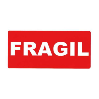 Apli Rollo de 200 Etiquetas de Señalizacion FRAGIL 100x50mm - Adhesivo Permanentes - Letras Blancas sobre Fondo Rojo