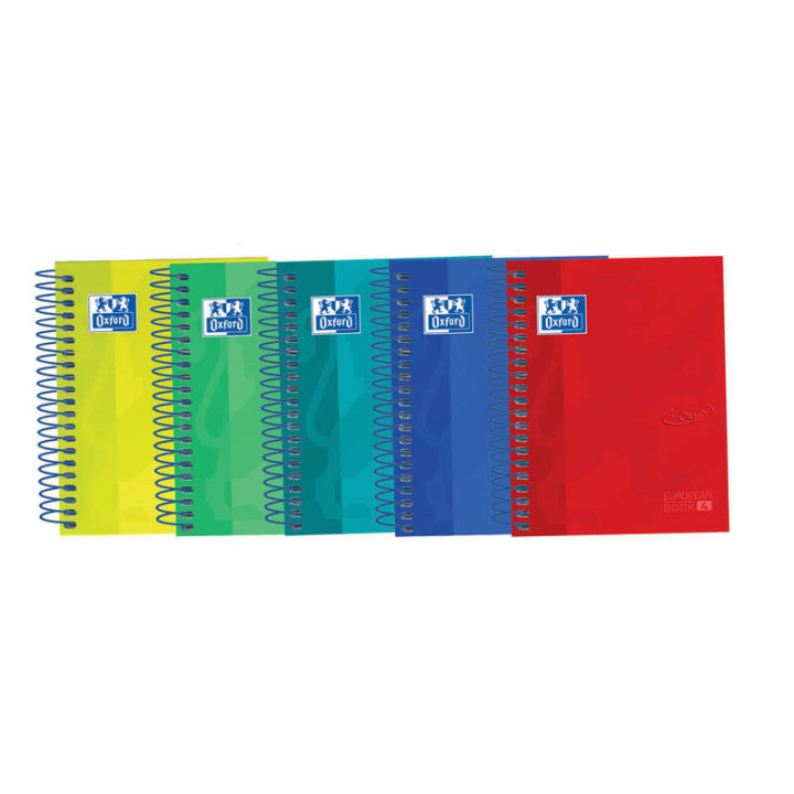 Oxford Touch Europeanbook 4 8º - Cuaderno Espiral Microperforado - Tapa Extradura - 120 Hojas - 5x5 - Colores Surtidos