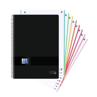 Oxford Europeanbook 8 Live & Go Cuaderno Espiral A4+ 160 Hojas Cuadricula 5x5 - 8 Bandas de Color - Tapa de Plastico Resistente