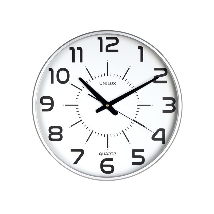 Unilux Reloj de Pared Maxi Pop Gris - Diseño Moderno y Llamativo - Gran Tamaño para Facil Lectura - Color Gris
