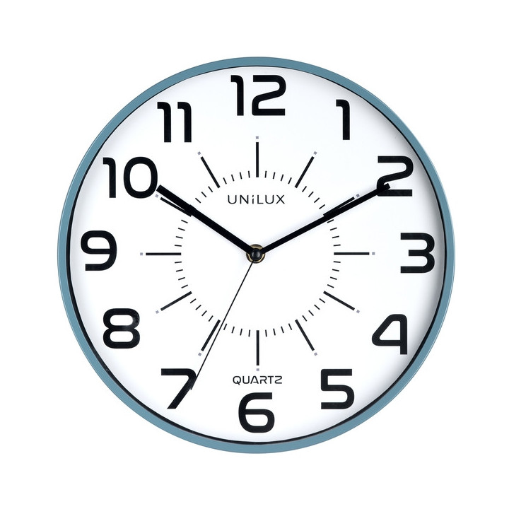 Unilux Reloj de Pared Pop - Diseño Moderno y Colorido - Facil Lectura de la Hora - Funciona con Pilas - Color Azul