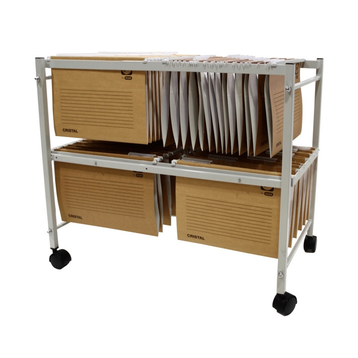 Elba Gio Carro Extensible para Carpetas Colgantes - Dimensiones 650x760x430mm - Material Metalico Resistente - Color Gris