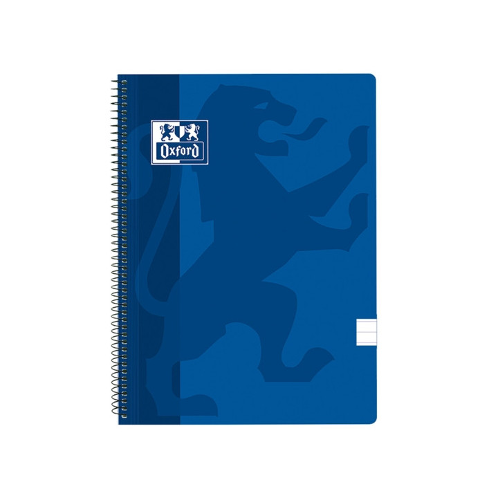 Oxford School Classic Cuaderno Espiral Tapa de Plastico Folio - 80 Hojas - Tapa Azul Marino - 1 Linea con Margen