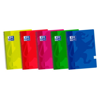 Oxford School Classic Fº Cuaderno Espiral - Tapa de Plastico Resistente - Cuadricula 5x5 con Margen - 80 Hojas - Colores Surti