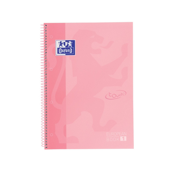 Oxford School Touch Europeanbook 1 Cuaderno A4+ 80 Hojas Microperforadas Cuadricula 5x5mm - Tapa Extradura - Color Rosa