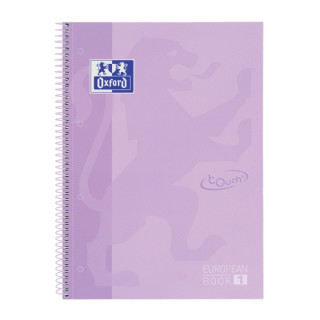 Oxford School Touch Europeanbook 1 Cuaderno A4+ 80 Hojas Microperforadas Cuadricula 5x5mm - Tapa Extradura - Color Malva Pastel