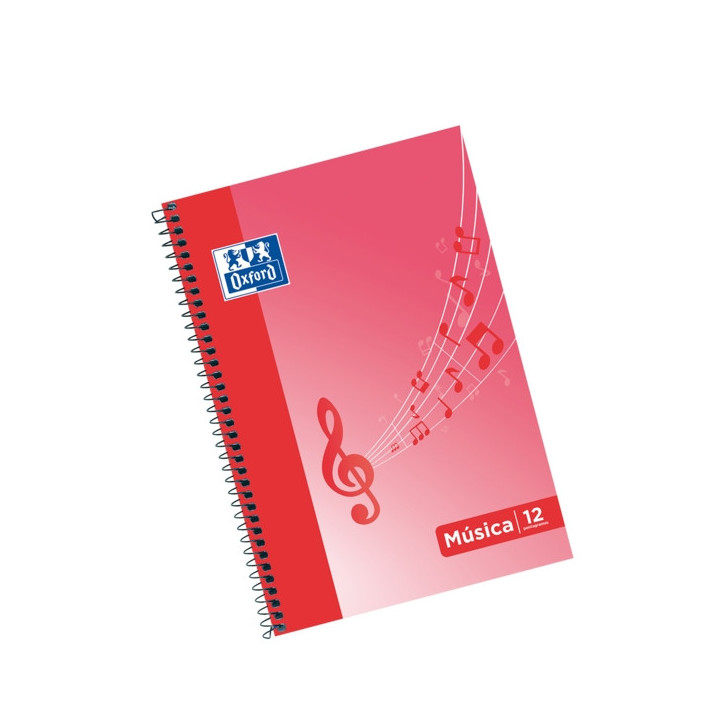 Oxford School Musica Fº Cuaderno Espiral - Tapa Blanda - 12 Pentagramas - Interlineado de 2.5mm - 20 Hojas - Ilustracion en la