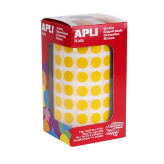 Apli Rollo de Gomets Redondos Adhesivo Permanente - 5.192 Gomets - Faciles de Separar - Adhesivo Base Agua - Materiales Recicla