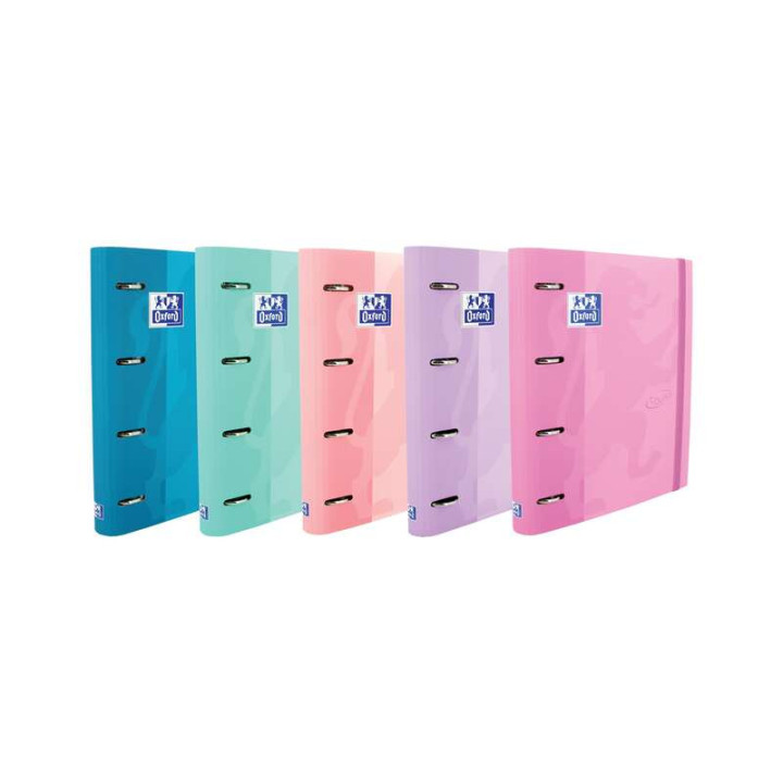 Oxford Europeanbinder Touch Carpeta de 4 Anillas Formato A4+ con Recambio Cuadriculado 5x5mm y 4 Taladros - Tapa Tacto Suave -