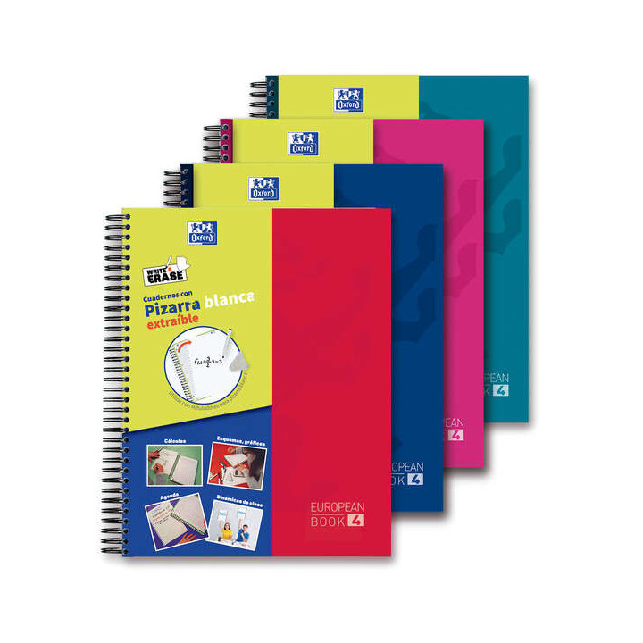 Oxford School Classic Write&Erase Europeanbook 4 - Tapa Extradura - Pizarra Blanca Extraible - 120 Hojas