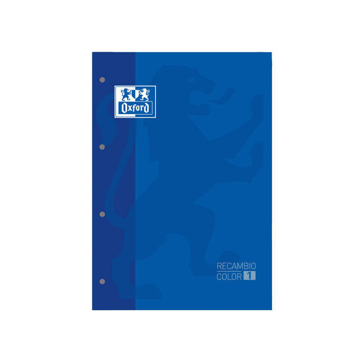 Oxford School Classic Recambio Encolado A4 80 Hojas Cuadricula 5x5 - Recuadro del Color de la Tapa - Tapa Color Azul Marino
