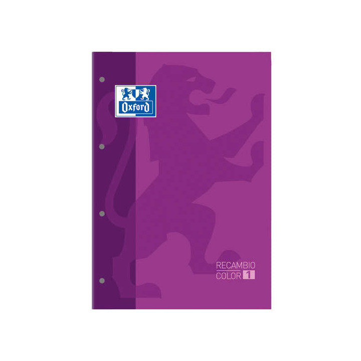 Oxford School Classic Cuaderno de Recambio - Tamaño A4 - Tapa Blanda - Encolado - 80 Hojas - Cuadricula 5x5 - Color Morado