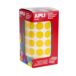 Apli Rollo de 2.832 Gomets Redondos Ø 15mm - Adhesivo Permanente Base Agua - Libre de Disolventes - Color Amarillo