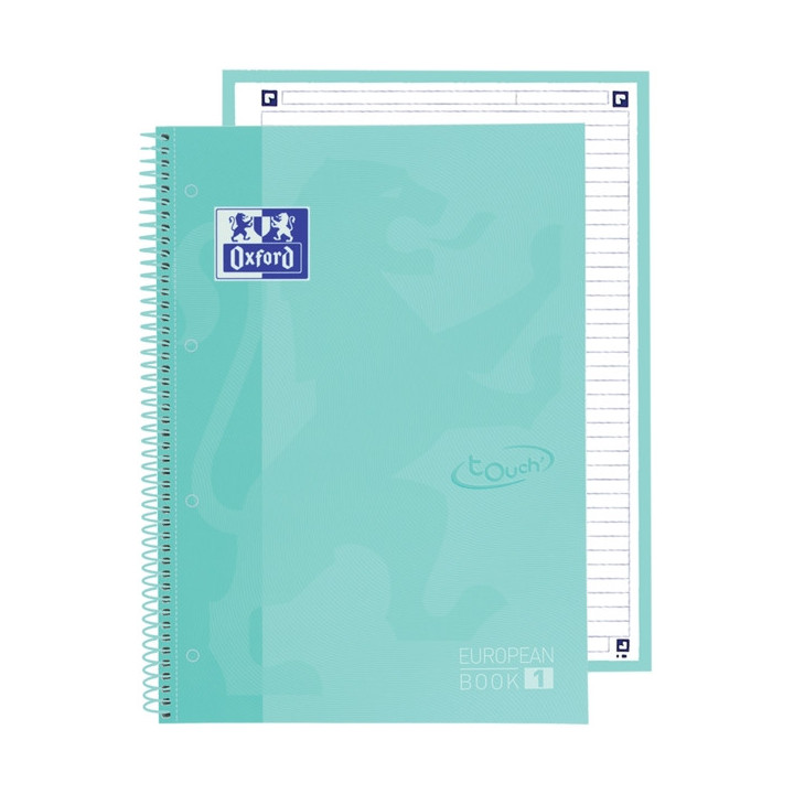 Oxford School Touch Europeanbook 1 Cuaderno A4+ 80 Hojas Microperforadas 1 Linea - Tapa Extradura - Color Ice Mint