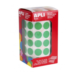 Apli Rollo de Gomets Redondos Ø 15mm - Adhesivo Permanente - 2.832 Gomets - Adhesivo Base Agua - Libre de Disolventes - Color