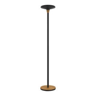 Unilux Baly Bamboo Lampara de Pie LED - Atenuador Tactil de 3 Intensidades - Luz Calida - Fabricada en Bambu y Acero - Base Res