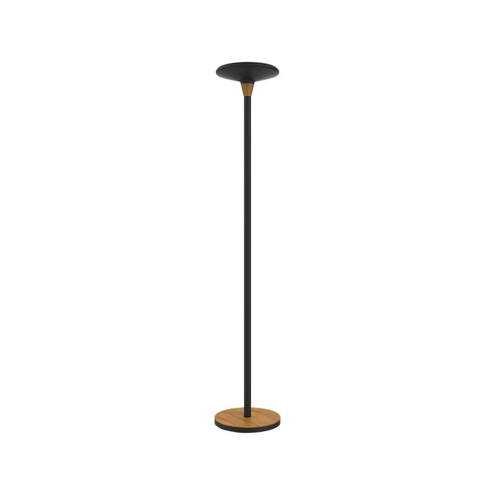 Unilux Baly Bamboo Lampara de Pie LED - Atenuador Tactil de 3 Intensidades - Luz Calida - Fabricada en Bambu y Acero - Base Res