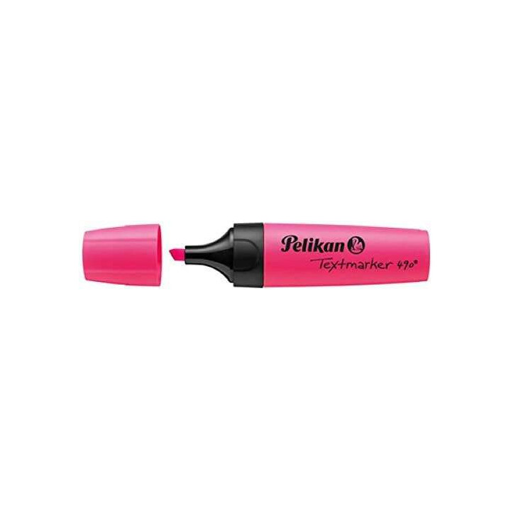 Pelikan Subrayador Textmarker 490 - Base de Agua - 3 Anchos de Trazo - Color Rosa Fluoresencete