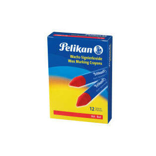 Pelikan Pack de 12 Ceras para Marcar - Punta Resistente - Ideal para Resaltar Textos - Color Rojo