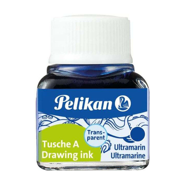Pelikan Tinta China 523 10ml N.9 - 10ml - Resistente al Agua - Ideal para Dibujo y Caligrafia - Color Azul Ultramar