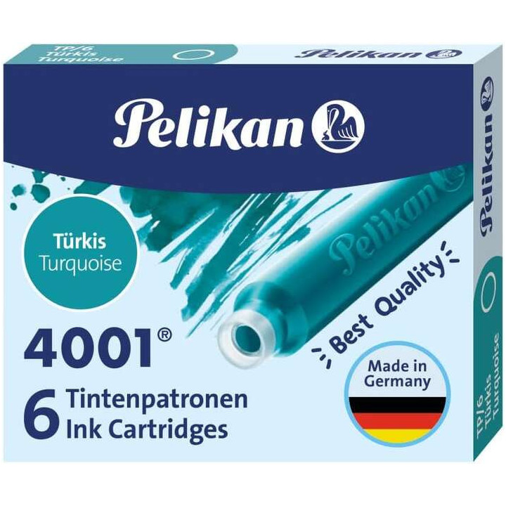 Pelikan Caja de 6 Cartuchos 4001 TP/6 - Recambio para Plumas Estilograficas - Color Azul Turquesa
