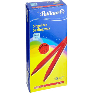 Pelikan Lacre Pack de 10 Barras de Lacre para Paquetes - Ideal para Sellar Paquetes de Forma Segura - Color Rojo