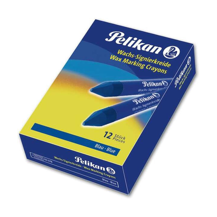 Pelikan Pack de 12 Ceras para Marcar - Punta Resistente - Ideal para Resaltar Textos - Color Azul