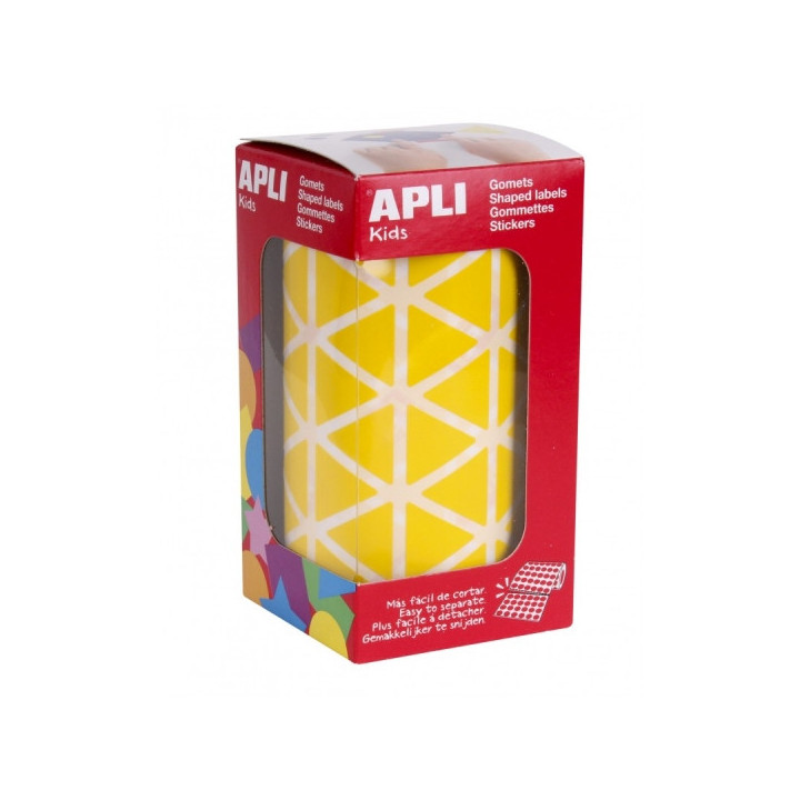 Apli Rollo de Gomets Triangulares - Adhesivo Permanente - 2.832 Gomets - Color Amarillo