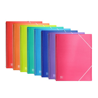 Oxford Urban A4 Carpeta de 20 Fundas con Espiral - Fundas de 50mic - Tapa de Plastico Translucido - Cierre de Gomas - Colores S