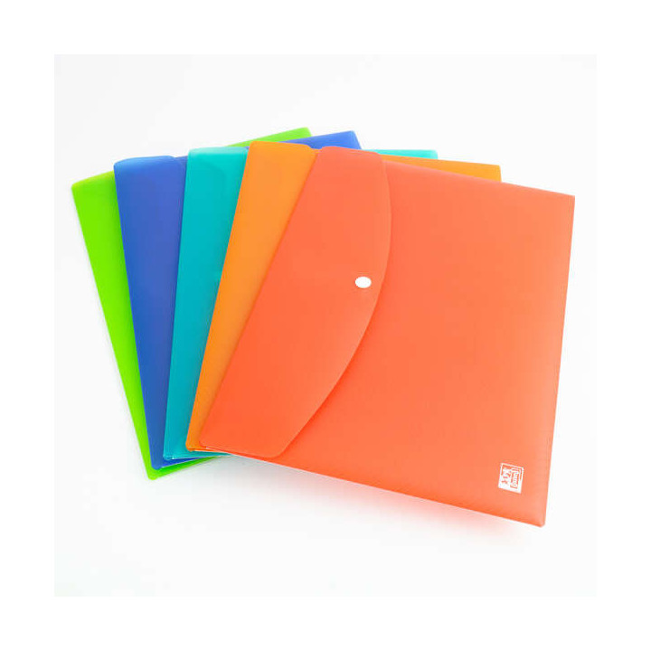 Oxford Urban A4 Sobre Portadocumentos de Plastico Rigido Translucido A4 - Capacidad hasta 40 Hojas - Cierre de Broche - Colores