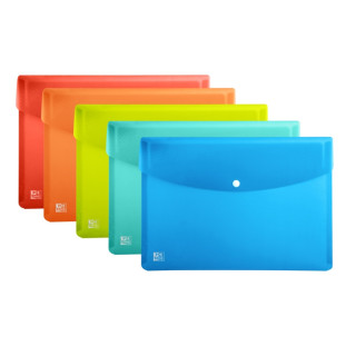 Oxford Urban A5 Sobre Portadocumentos de Plastico Rigido Translucido A5 - Capacidad hasta 40 Hojas - Cierre de Broche - Colores