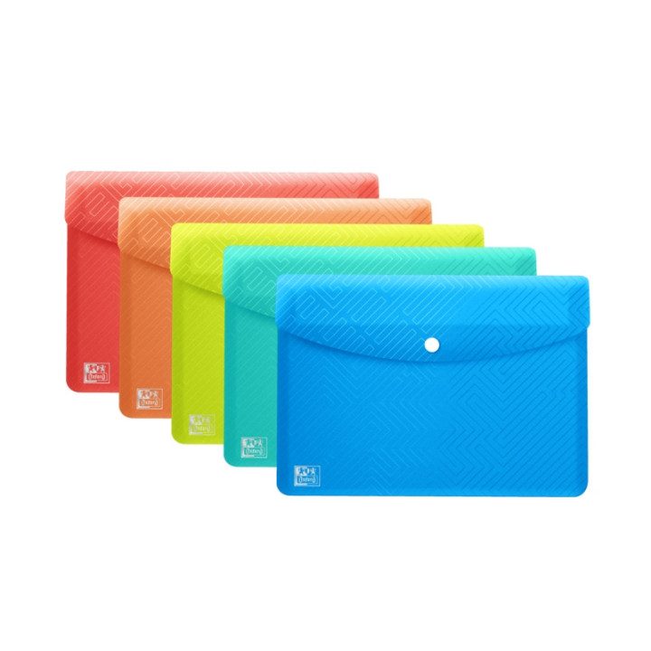 Oxford Urban A6 Sobre Portadocumentos de Plastico Rigido Translucido A6 - Capacidad hasta 40 Hojas - Cierre de Broche - Colores