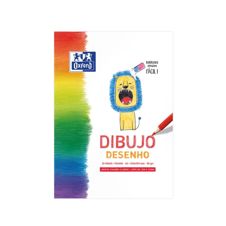 Oxford Dibujo Infantil/Ocio Bloc Encolado Dibujo A2 - Tapa Blanda/Contratapa Rigida - 20 Hojas - 90gr