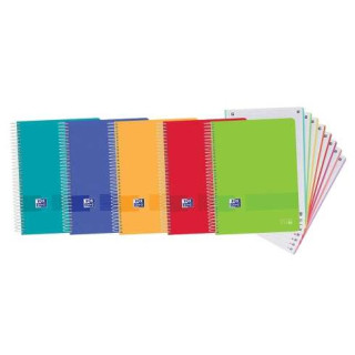 Oxford Europeanbook 8 Live & Go Pack de 5 Cuadernos Espiral Formato A4+ Cuadriculado 5x5mm - 160 Hojas Microperforadas con 4 Ta