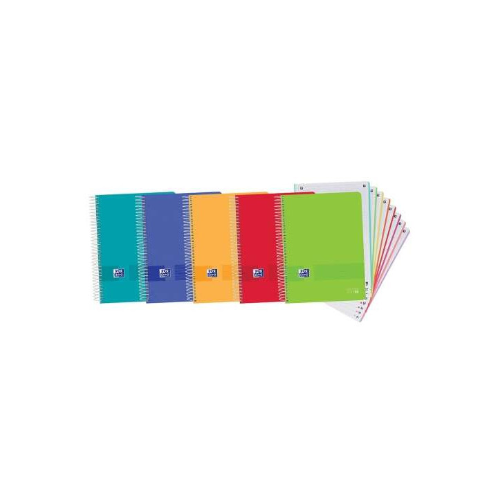 Oxford Europeanbook 8 Live & Go Pack de 5 Cuadernos Espiral Formato A4+ Cuadriculado 5x5mm - 160 Hojas Microperforadas con 4 Ta