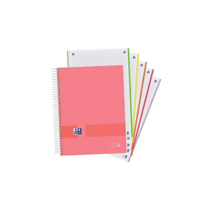 Oxford Europeanbook 5 Oxford & You Pack de 5 Cuadernos Espiral Formato A4+ Cuadriculado 5x5 - 120 Hojas Microperforadas con 4 T