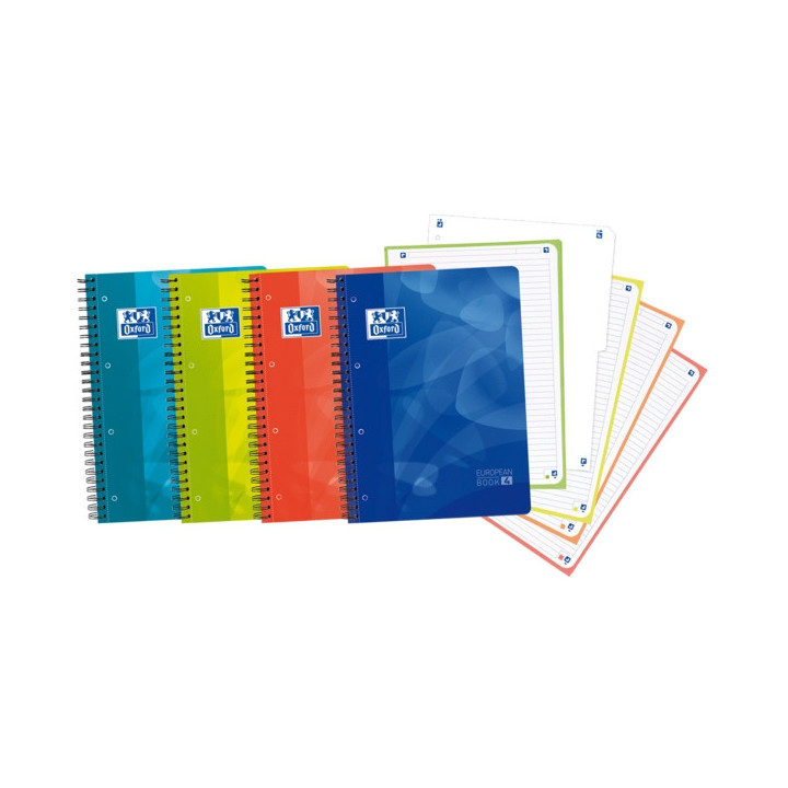 Oxford School Lagoon W&E A4+ Europeanbook - Tapa de Plastico - 80 Hojas - Separador Extraible - Write&Erase