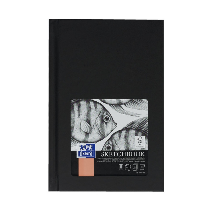 Oxford Artbooks A6 Cuaderno Cosido Esbozo - Tapa Extradura Resistente - 96 Hojas de 100gr - Color Negro