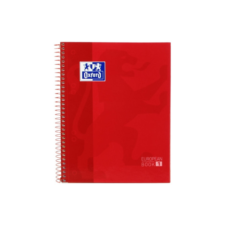 Oxford School Classic A5+ Europeanbook - Tapa Extradura - Cuadricula 5x5 - 80 Hojas - Color Rojo