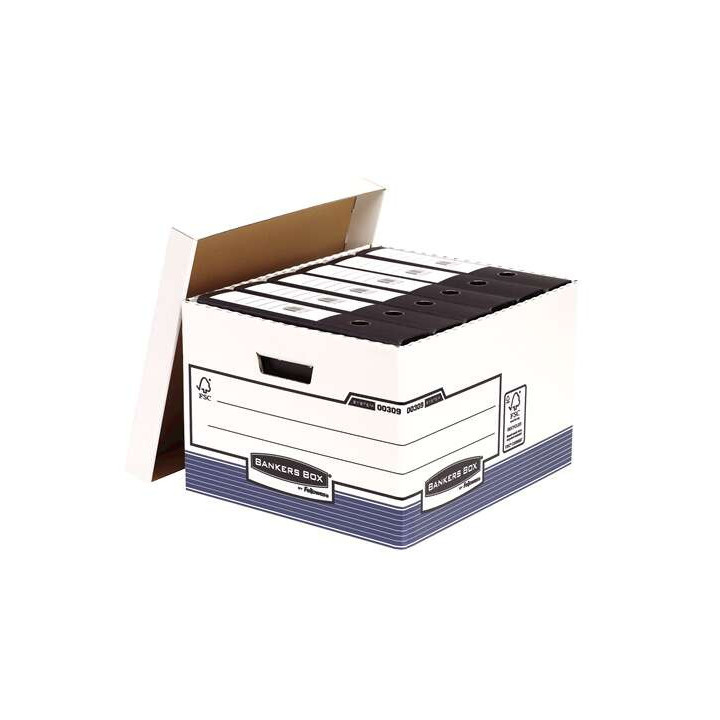 Fellowes Bankers Box Contenedor de Archivos Folio - Montaje Automatico Fastfold - Carton Reciclado Certificacion FSC