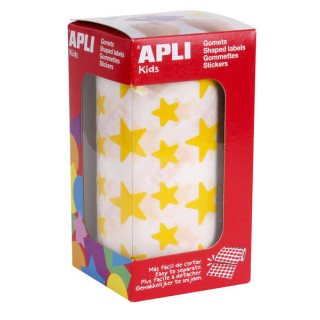Apli Gomets Estrella Amarillos - 12.5mm y 19.5mm - Adhesivo Permanente - 2360 Gomets por Rollo - Ideal para Desarrollar Habilid