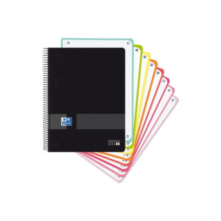 Oxford Europeanbook 8 Live & Go Cuaderno Espiral A5+ 160 Hojas Cuadricula 5x5 - 8 Bandas de Color - Tapa de Plastico Resistente