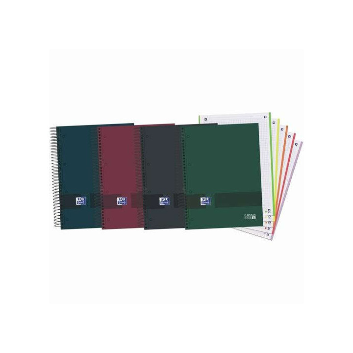 Oxford Europeanbook 5 Oxford & You Pack de 5 Cuadernos Espiral Formato A4+ Cuadriculado 5x5 - 120 Hojas Microperforadas con 4 T
