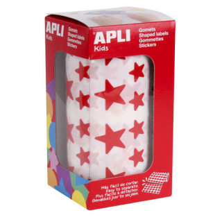 Apli Gomets Estrella Rojos - 12.5mm y 19.5mm - Adhesivo Permanente - 59 Hojas - 2360 Gomets por Rollo - Ideal para Desarrollar