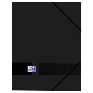 Oxford Live & Go A4+ Carpeta de Gomas - Tapa de Plastico Opaco - 3 Solapas - Lomo de 30mm - Color Negro