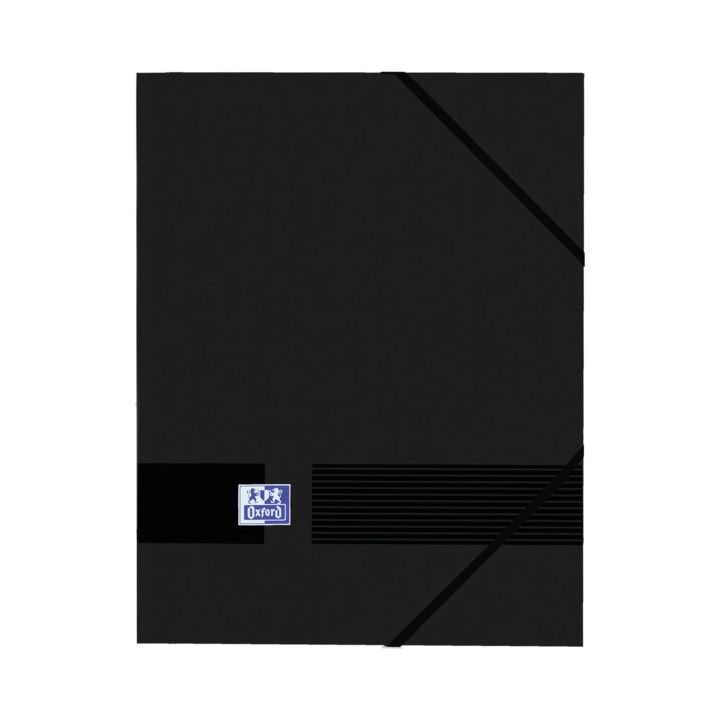 Oxford Live & Go A4+ Carpeta de Gomas - Tapa de Plastico Opaco - 3 Solapas - Lomo de 30mm - Color Negro
